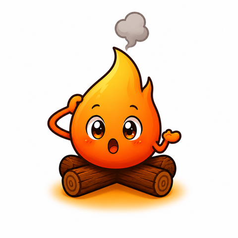 Fikkie, de mascotte van Kampvuur, kijkt vragend